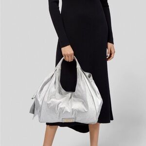 VALENTINO METALLIC LEATHER SHOULDER BAG